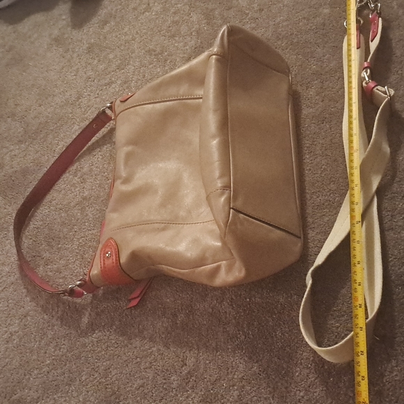 Authentic Coach leather large purse tan leather with pink and red accents! - Picture 11 of 12